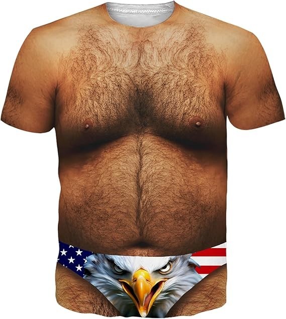 Funny Body Print T Shirt Hairy Chest Costume Novelty Tee 3D AOP shirt