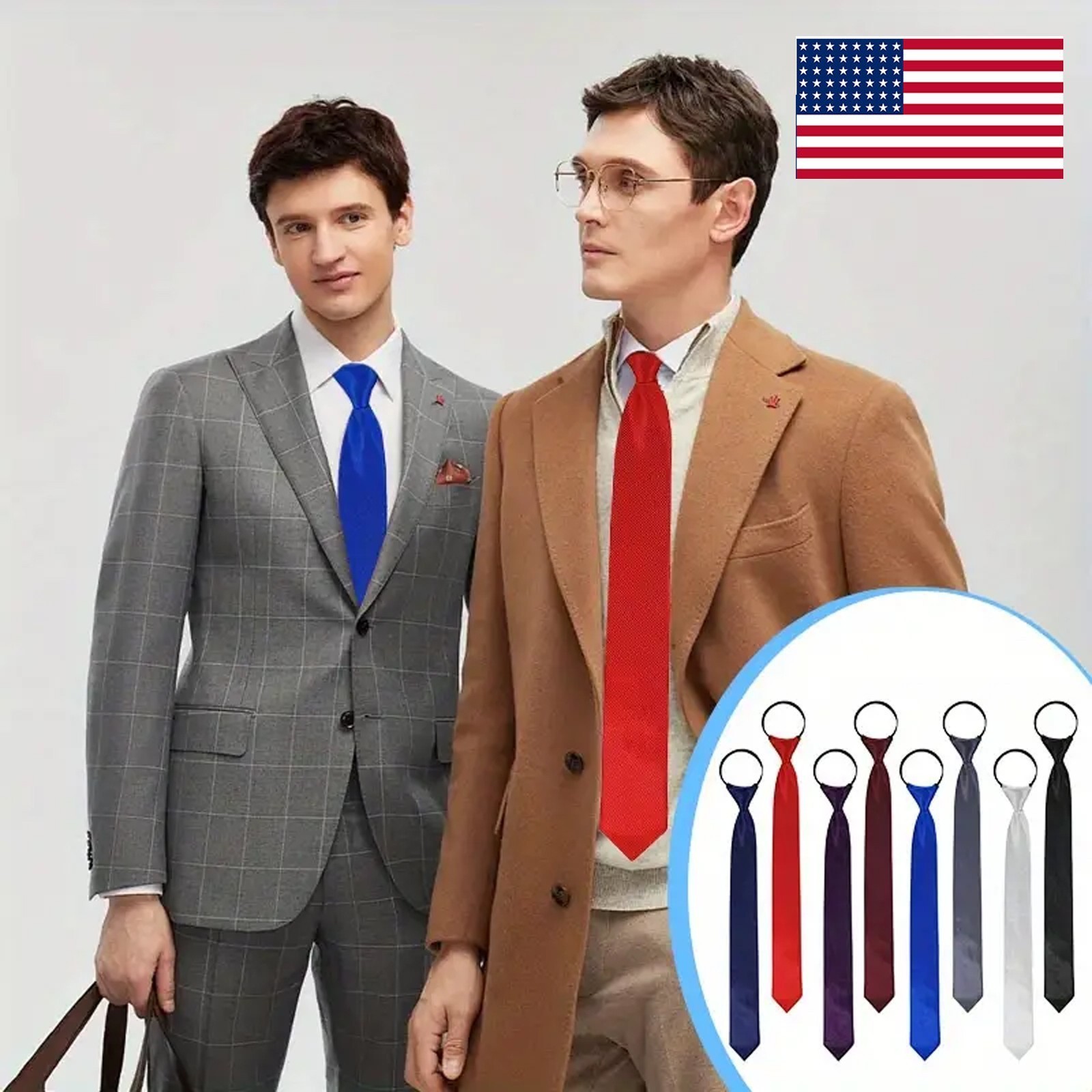 8 Pcs Zipper Ties for Men Adjustable Pre Tied Men’s Necktie Classic Zipper Ties