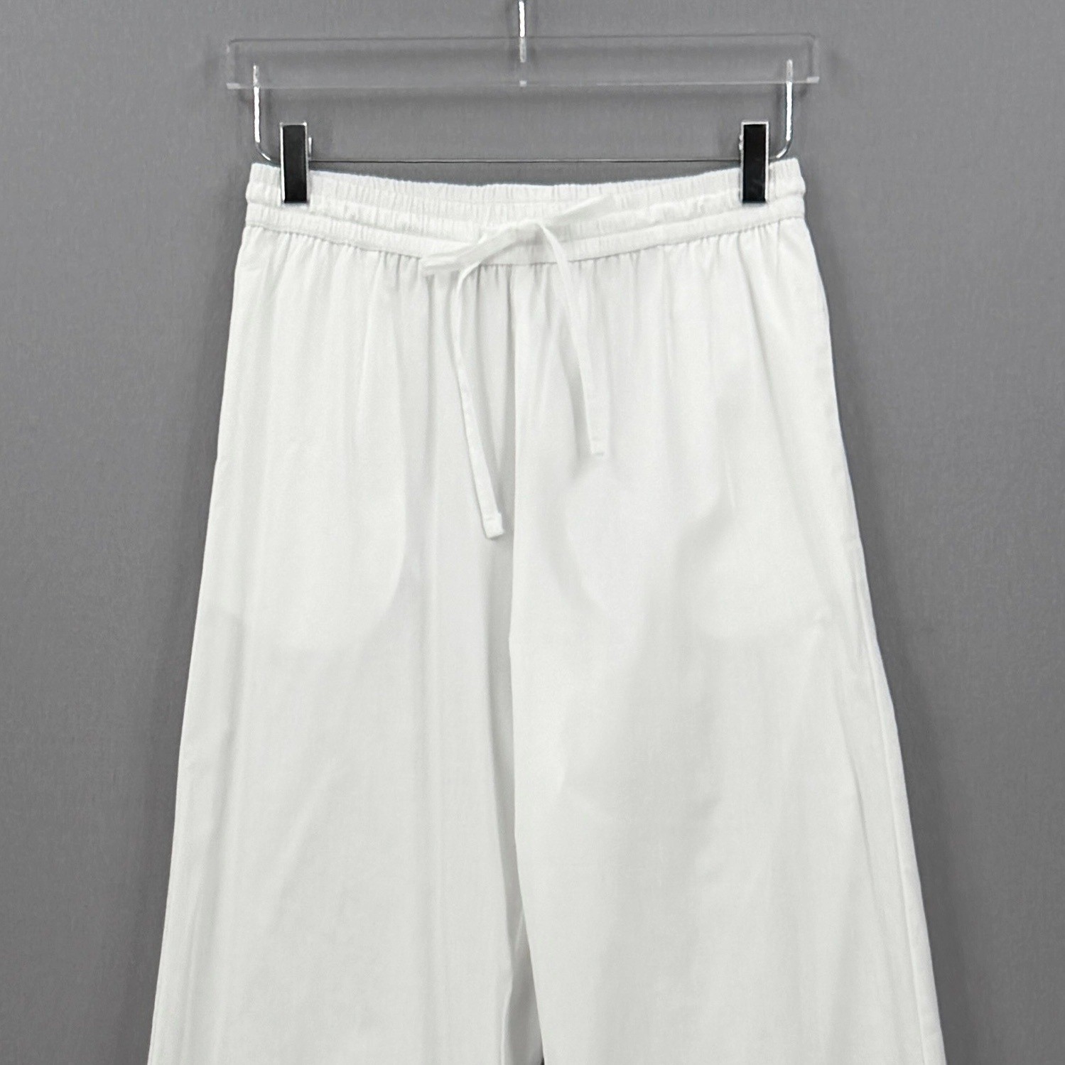 ENZA COSTA Poplin Resort Pant Womens Small White Cotton Wide Leg Drawstring NEW