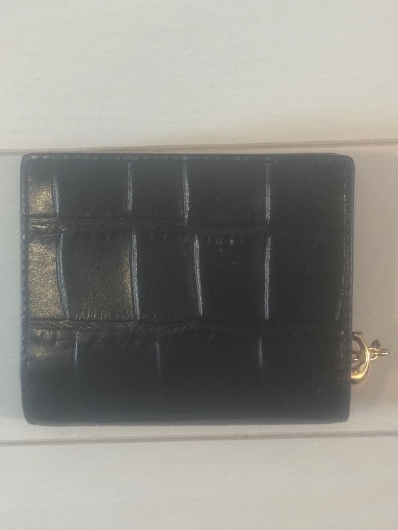 COACH Two Fold Wallet Crocodile Embossed Black