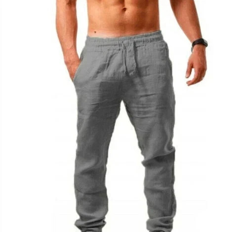 Mens Linen Trousers Cotton Harem Casual Pants Loose Baggy Drawstring Yoga Long