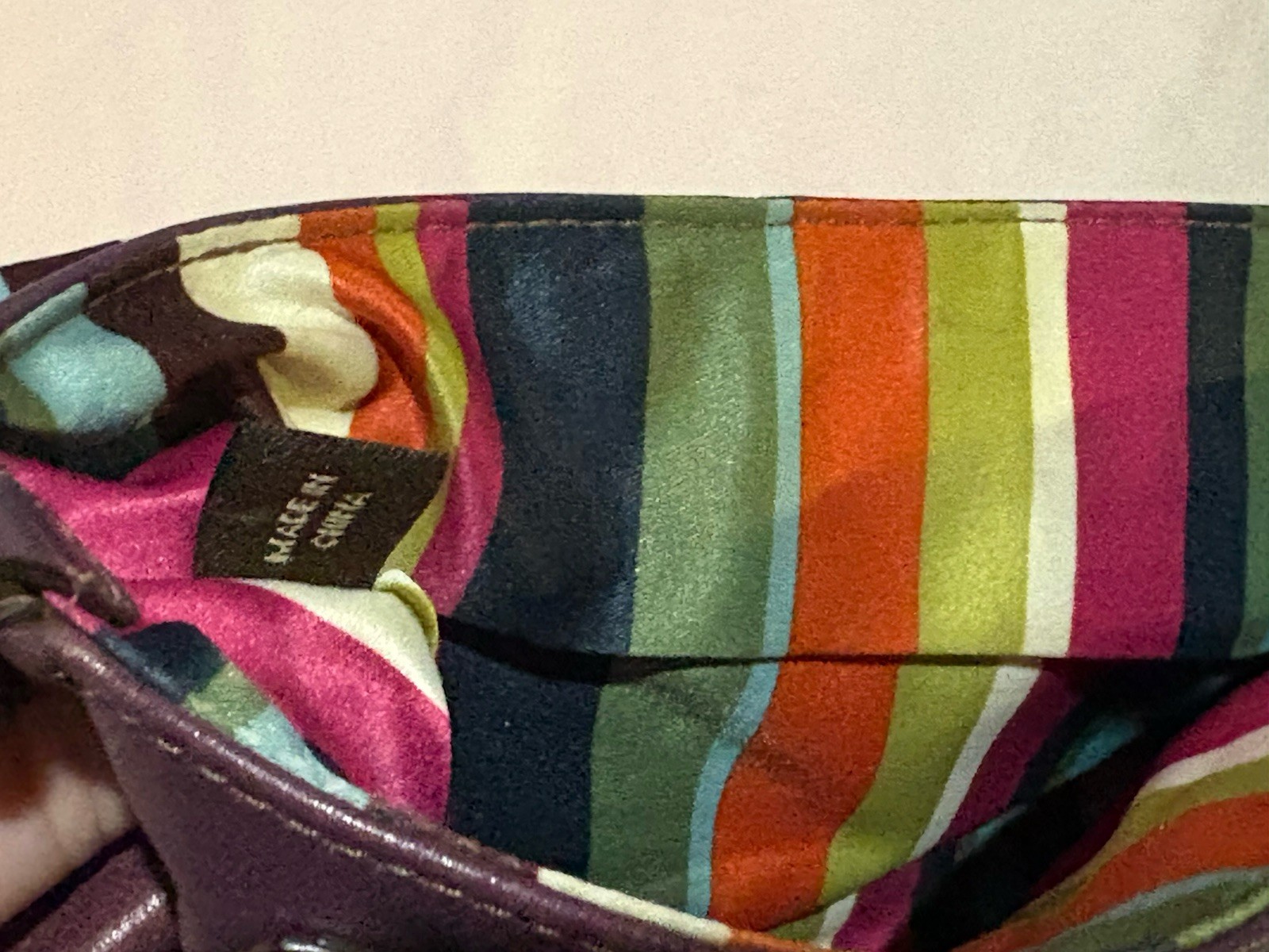 Coach 65th Legacy Stripe Purple Leather Clutch Bag Turn Lock
