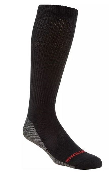 Wolverine Ultra-Dri Over the Calf Steel Toe Boot Socks, Large, Black, 6 pairs