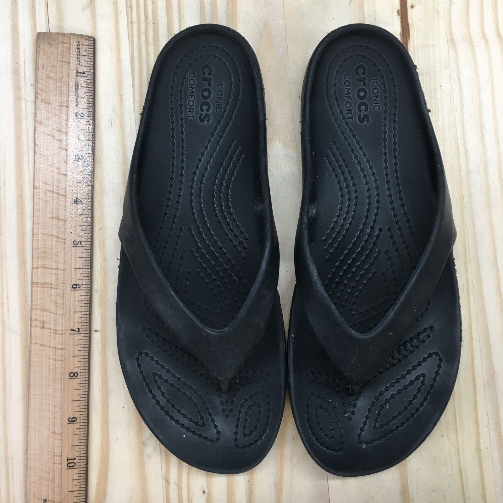 Crocs Sandals Womens 7 Kadee II Flip Flop Black Slip On Casual Comfort Toe Post