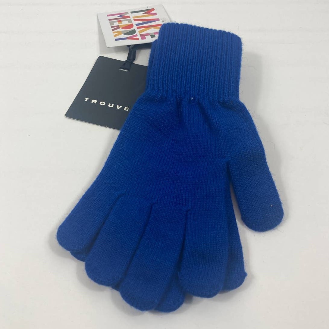 NWT Trouve Ribbed Cuff Knit Winter Gloves Blue Surf