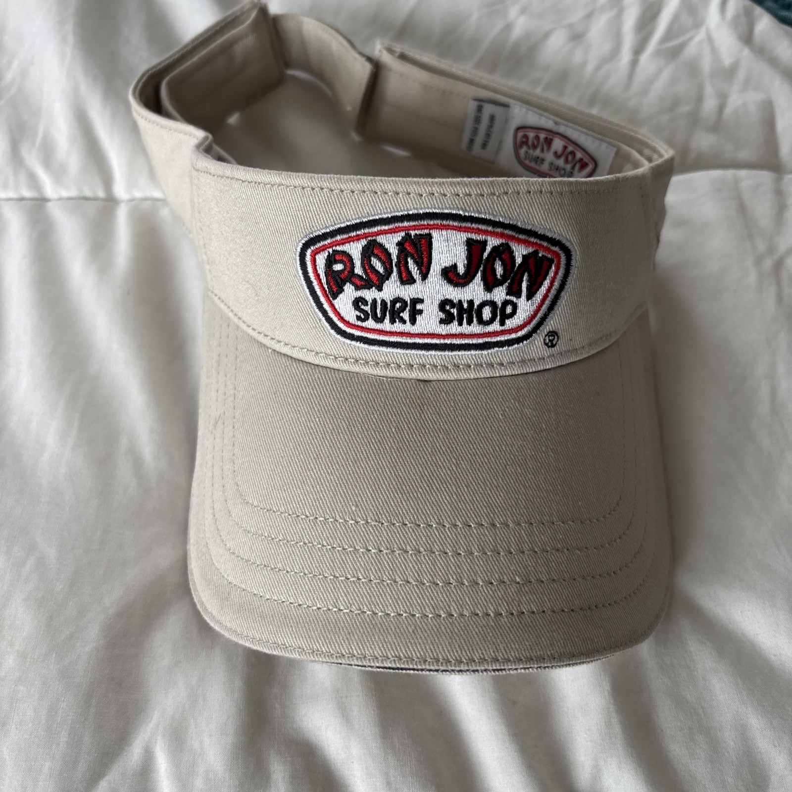 Ron Jon Surf Shop Visor Hat Men White Adjustable Tennis Golf Fishing Cool Preppy