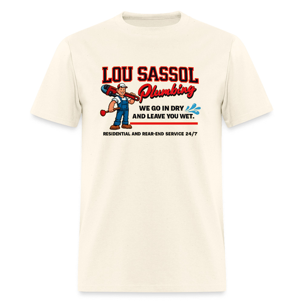 Lou Sassol Plumbing Funny Men’s T-Shirt – Adult Humor Graphic Tee
