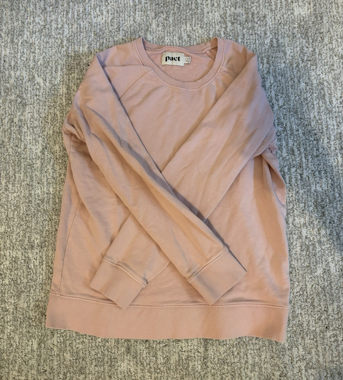 Pact Women’s Pink Pullover Sweatshirt S Regular Crew Neck Raglan Cotton