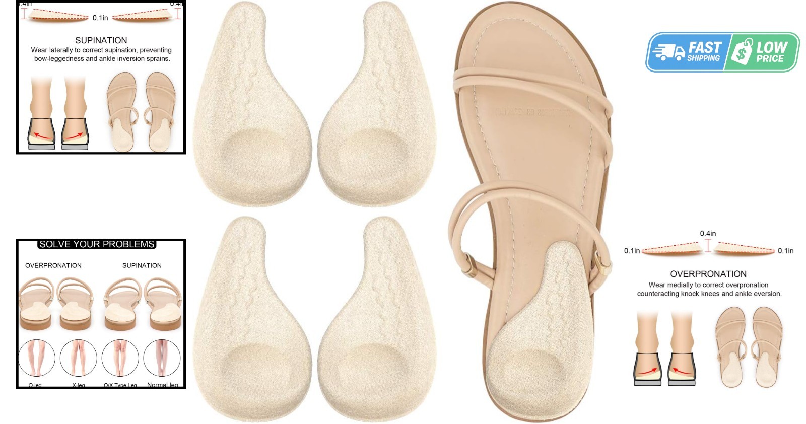 Dr. Foot’s Supination & Overpronation Insoles for Foot Alignment – Medium Size