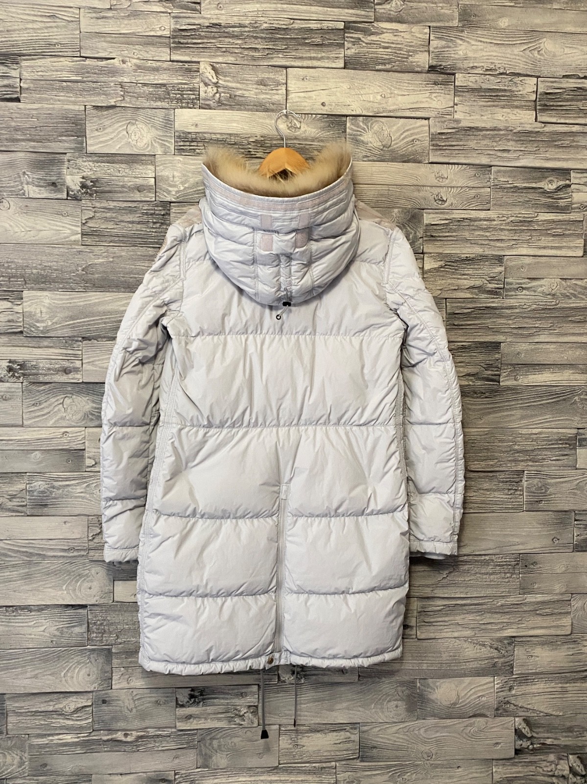 PARAJUMPERS PJS Womens Winter Down Puffer Fur Trim Logo Long Bear Parka Jacket M