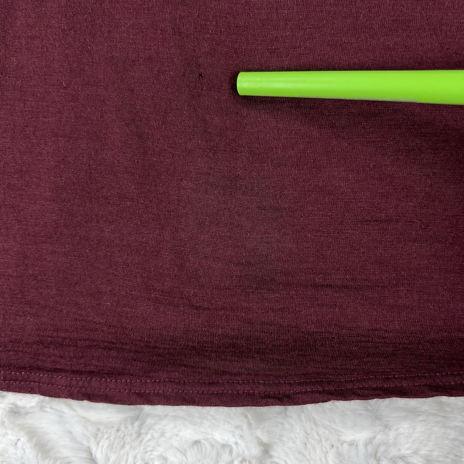 Seg’ments 100% Merino Wool Baselayer Shirt Womens XXL Burgundy Long Sleeve *Flaw