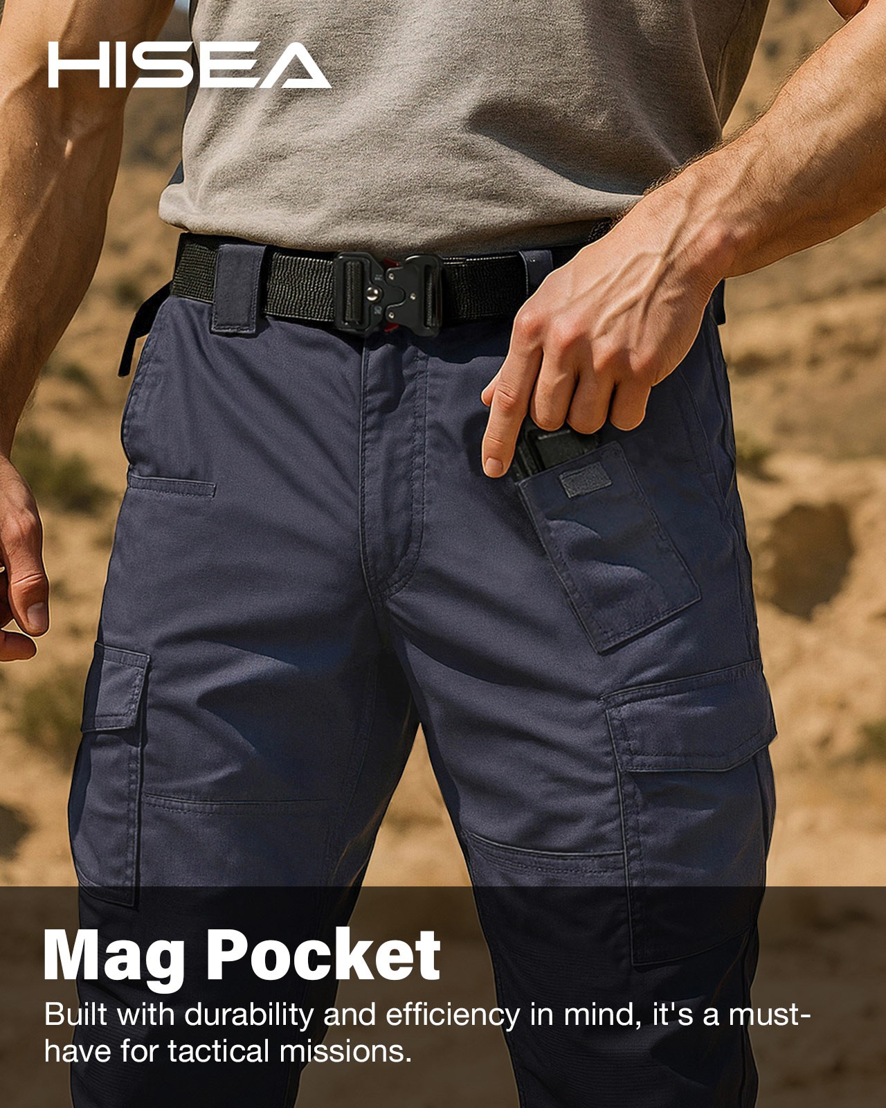 HISEA Men’s Ripstop Tactical Pants Water Resistant Work Cargo Pants 9 Pockets