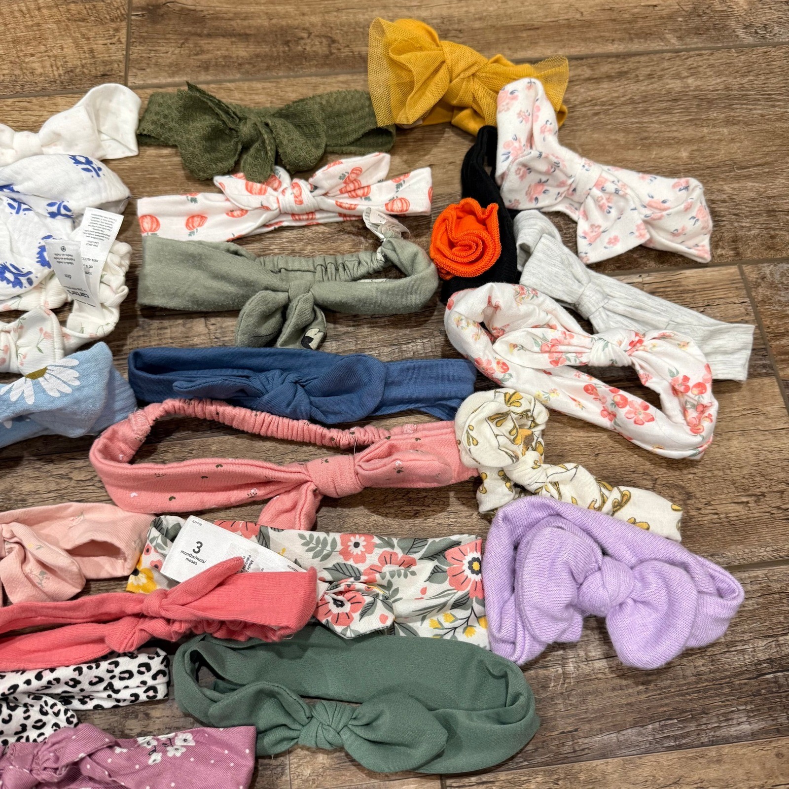Baby Girl Headbands Lot Assorted Prints Bows Knot Stretch Fabric Soft Cute