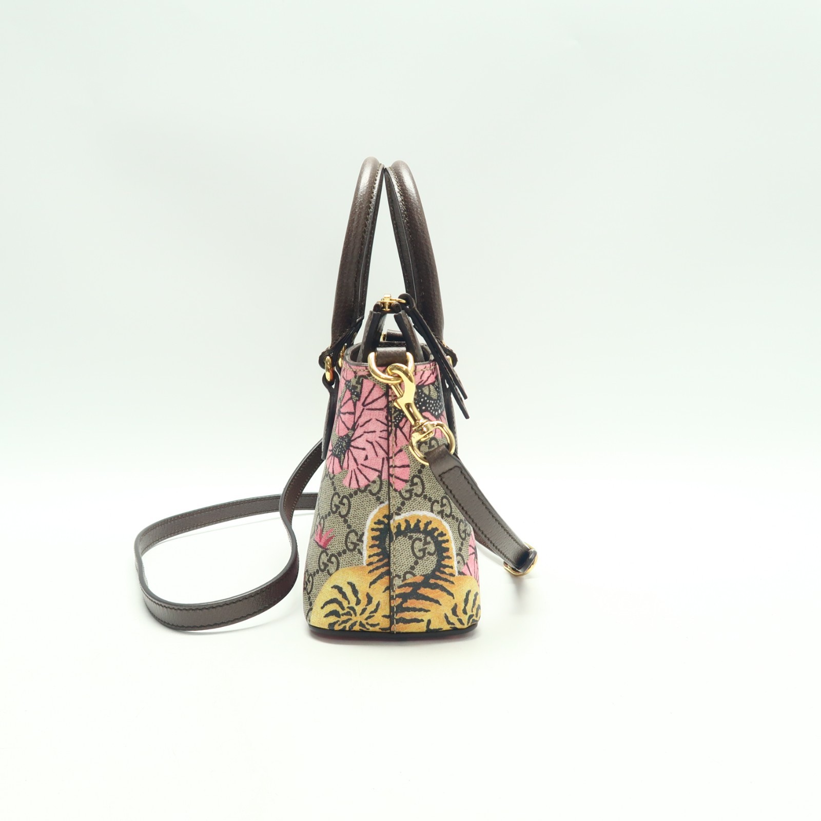 Gucci Blooms Brown GG Bengal Tiger Canvas Satchel T10400162