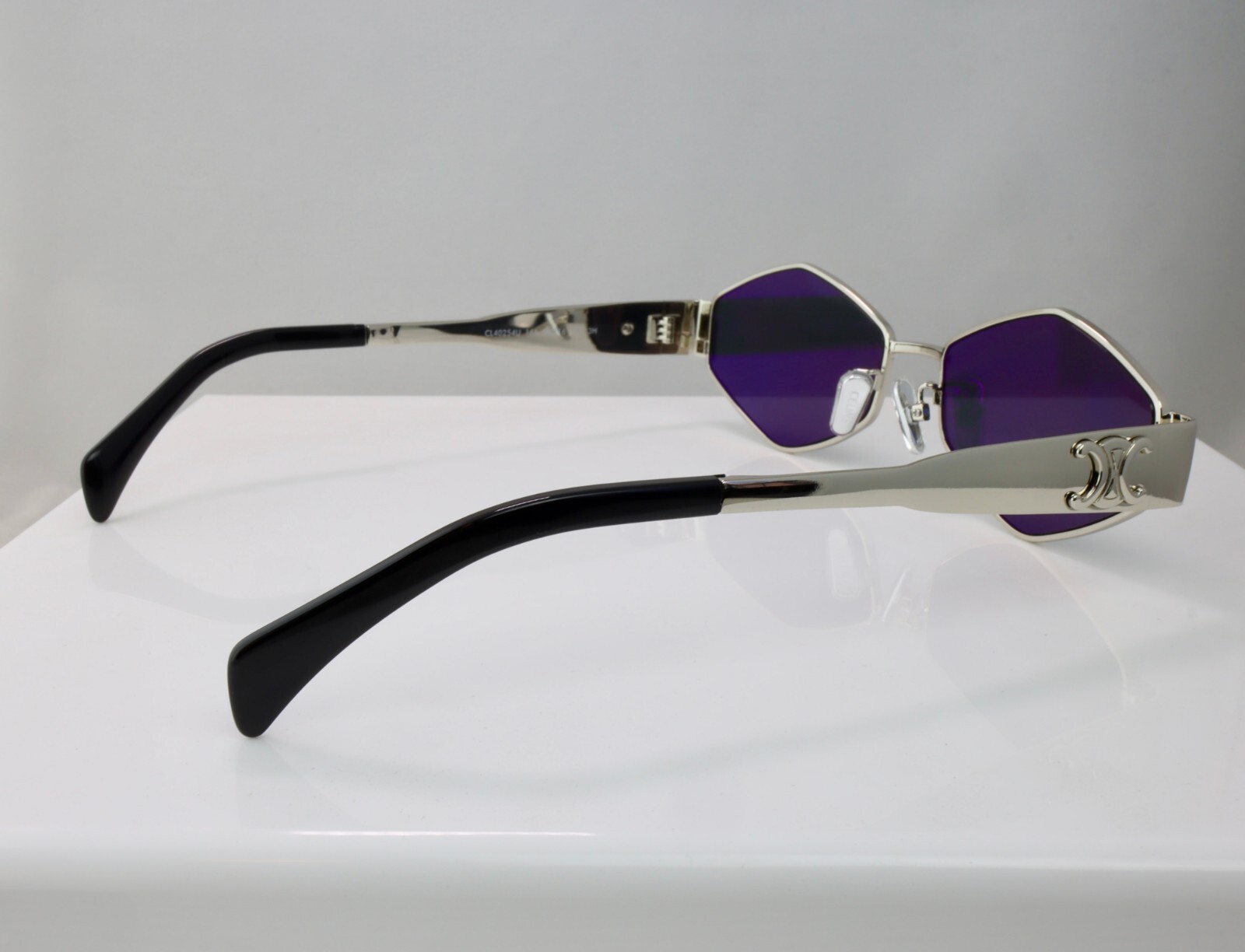 Celine CL40254U 16A 54mm Rectangle Shiny Silver Sunglasses with Gray Lens