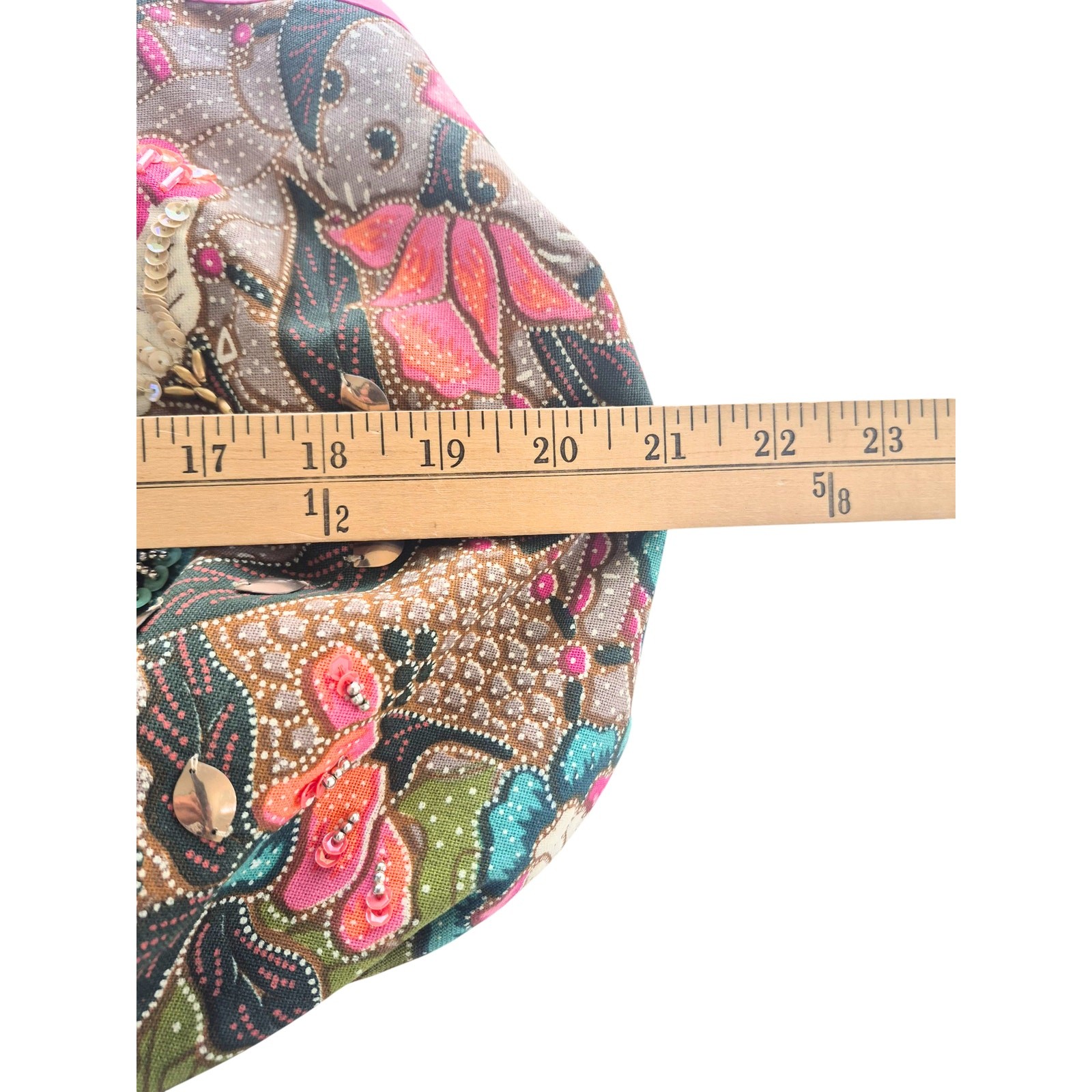 Accessorize Large Canvas Floral Embellished Bag Colorful Beaded Boho Beach