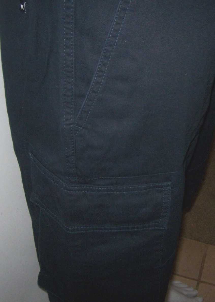New Hurley sz 31 solid black khaki long cargo shorts skate black Commander