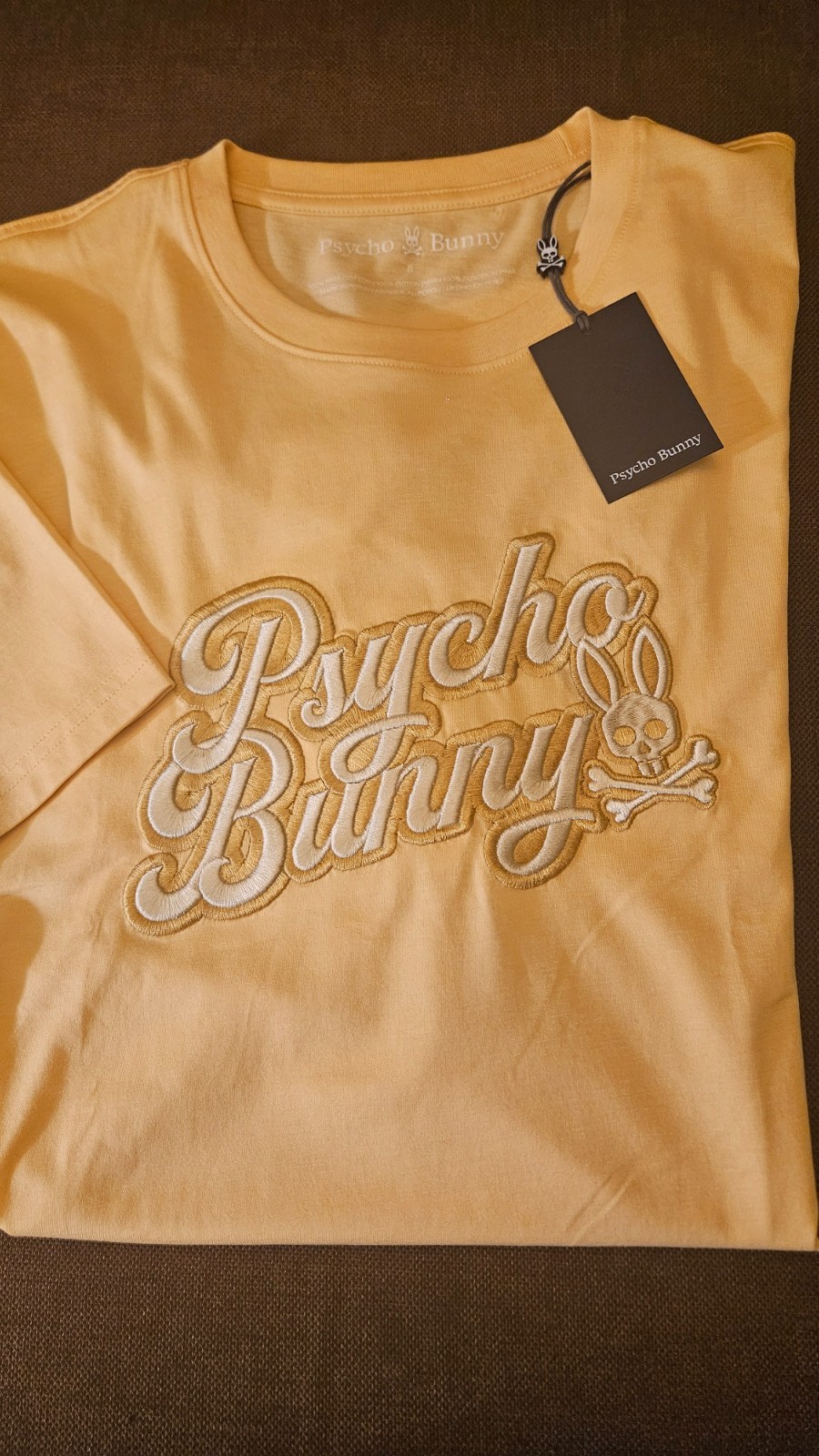 PSYCHO BUNNY Men’s Elias Graphic Tee Sahara Sun Yellow Size 2XL NWT