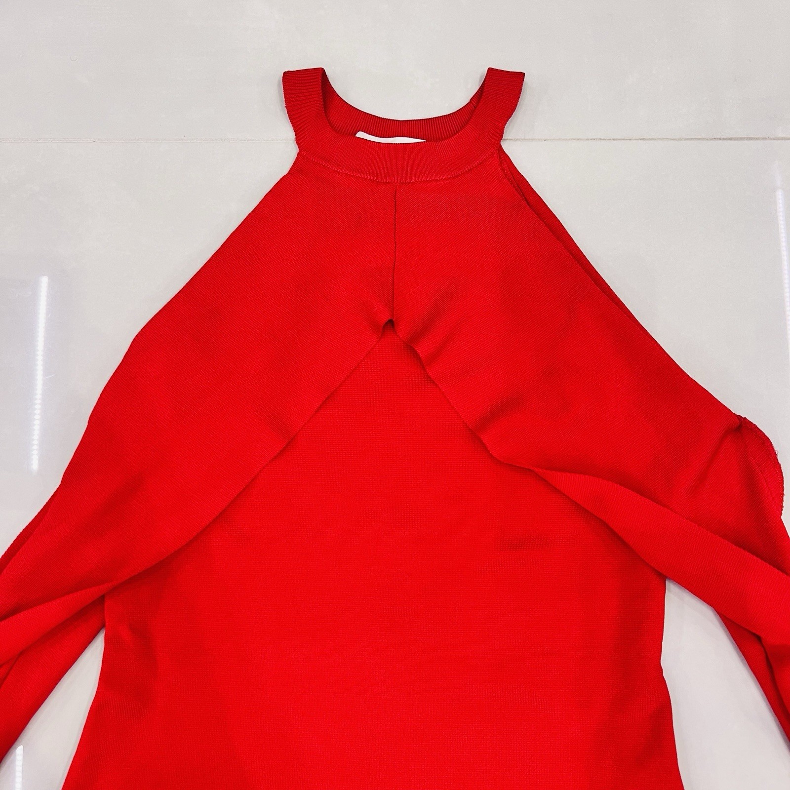 Dion Lee Women’s Sleeve Release Stretch Knit Dress- Cherry Red- (US 6)