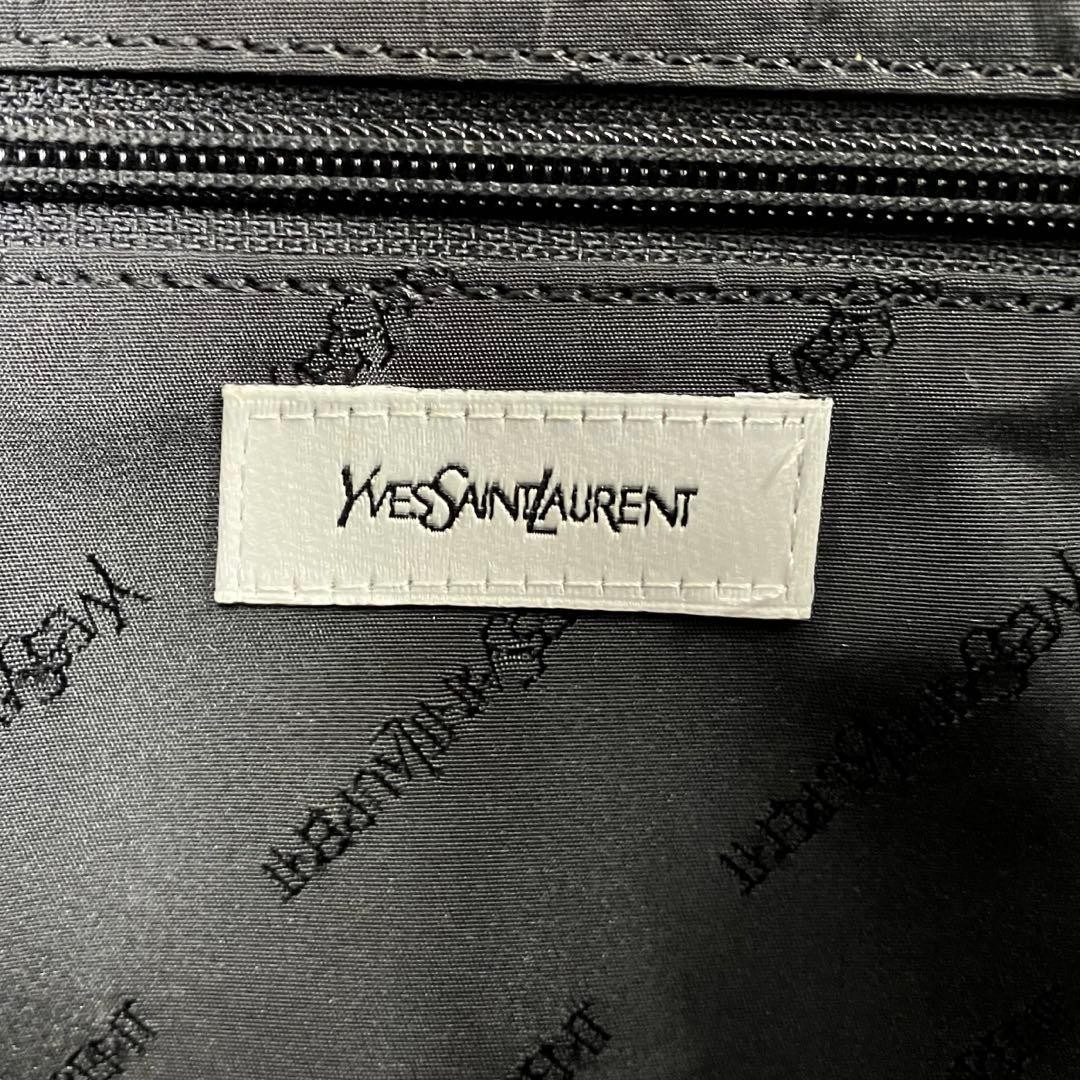 Yves Saint Laurent Brown Leather Tote Bag Unisex Logo Silver Hardware Auth