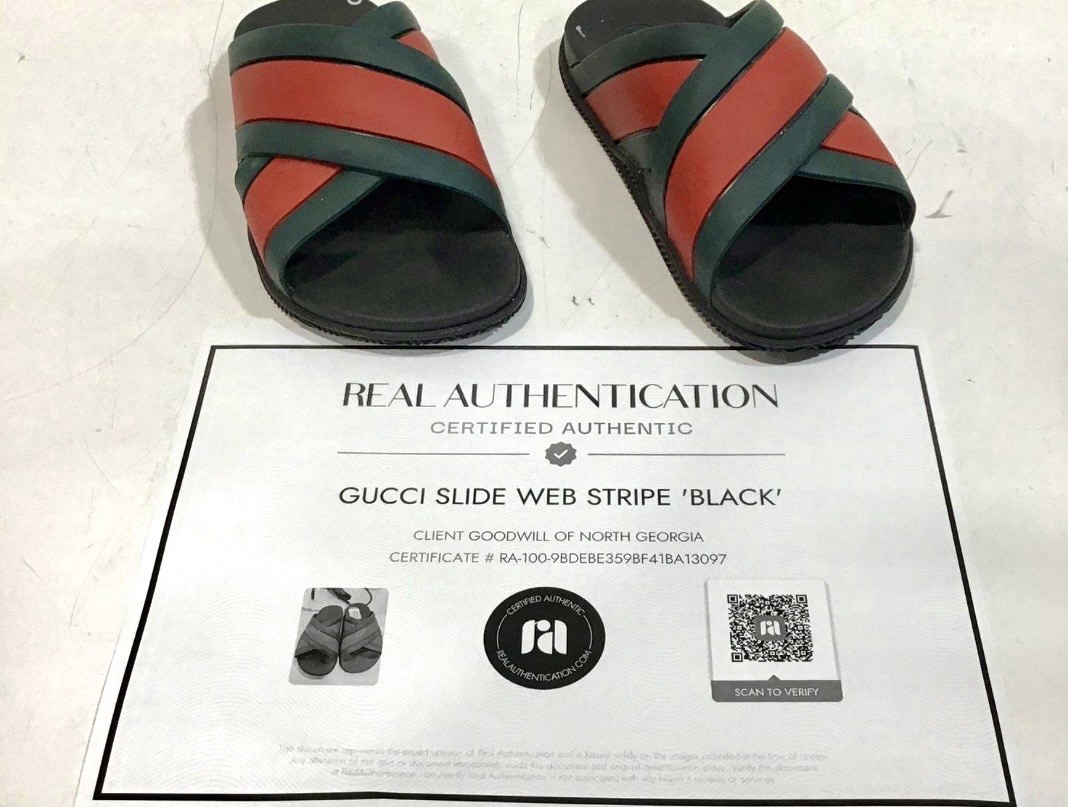 Gucci Web Stripe Rubber Slide Sandals Red Green COA GG Logo Women’s Size 5 35eu