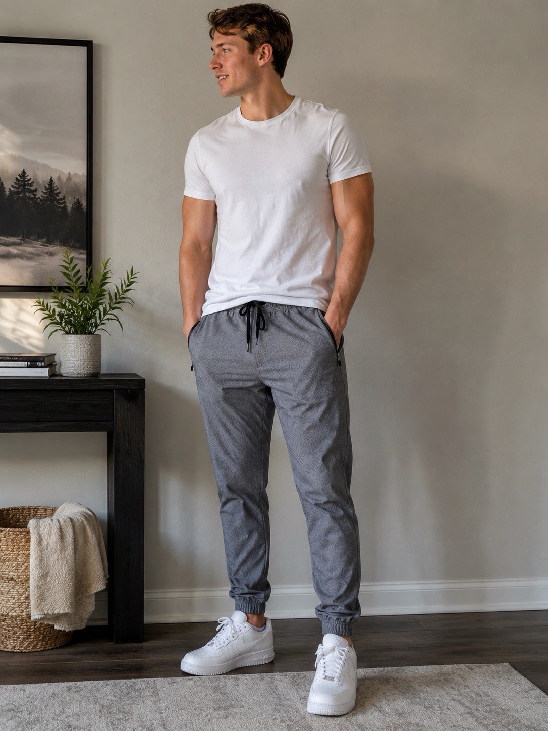 American Eagle AE Active Jogger Pants Mens Medium Gray Zip Pocket Stretch