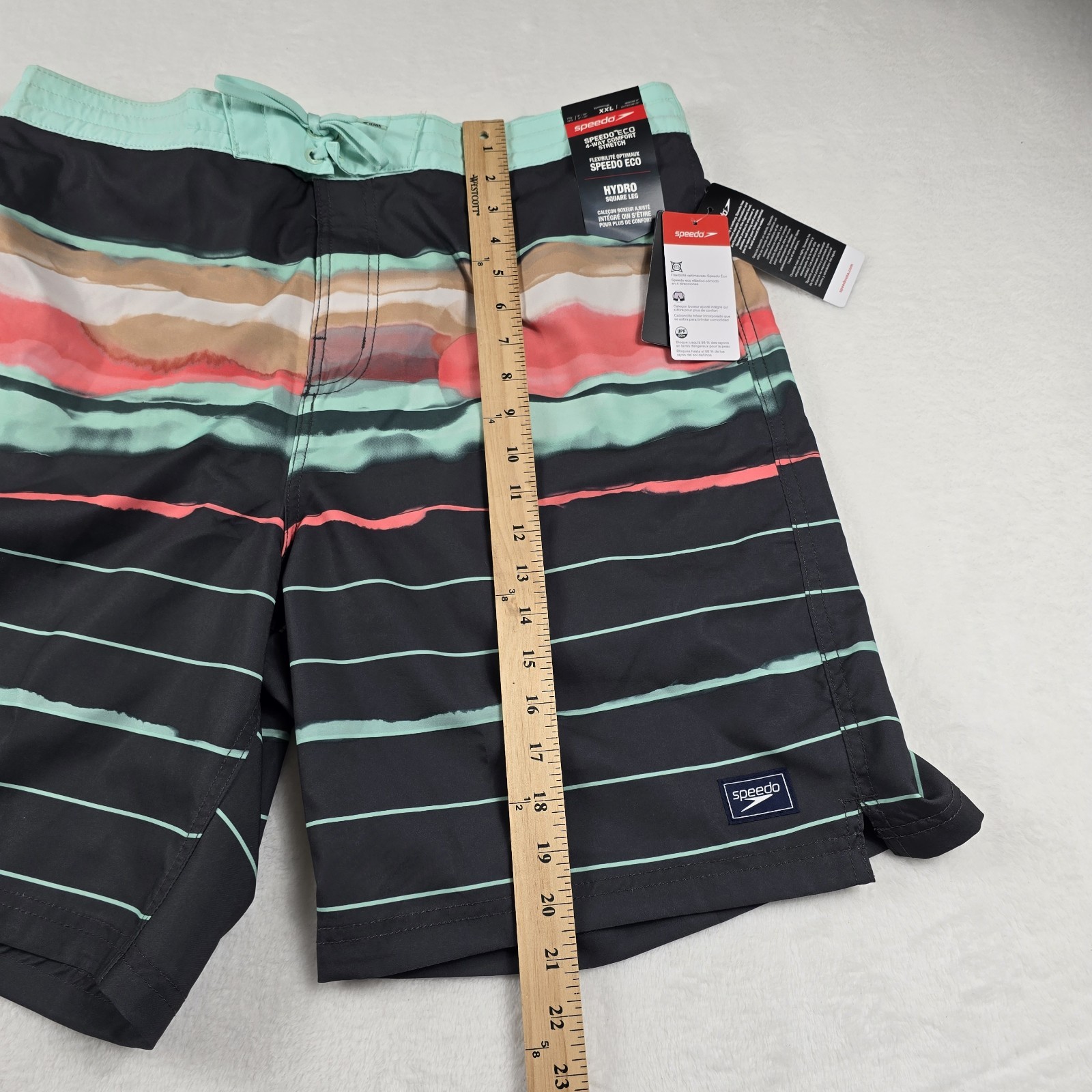 Speedo Board Shorts 9″ Men’s XXL Volcanic Ash Hydro Square Leg Eco Stretch New