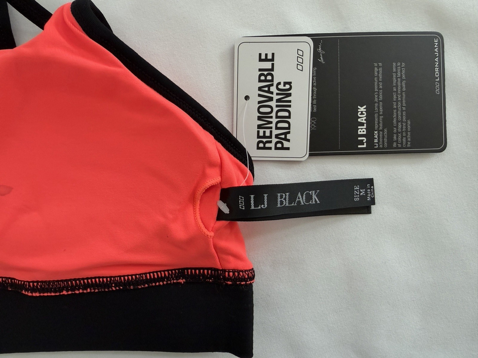 NEW LORNA JANE Sports Bra SZ MEDIUM Mesh Panel Support Workout Top in TANGERINE