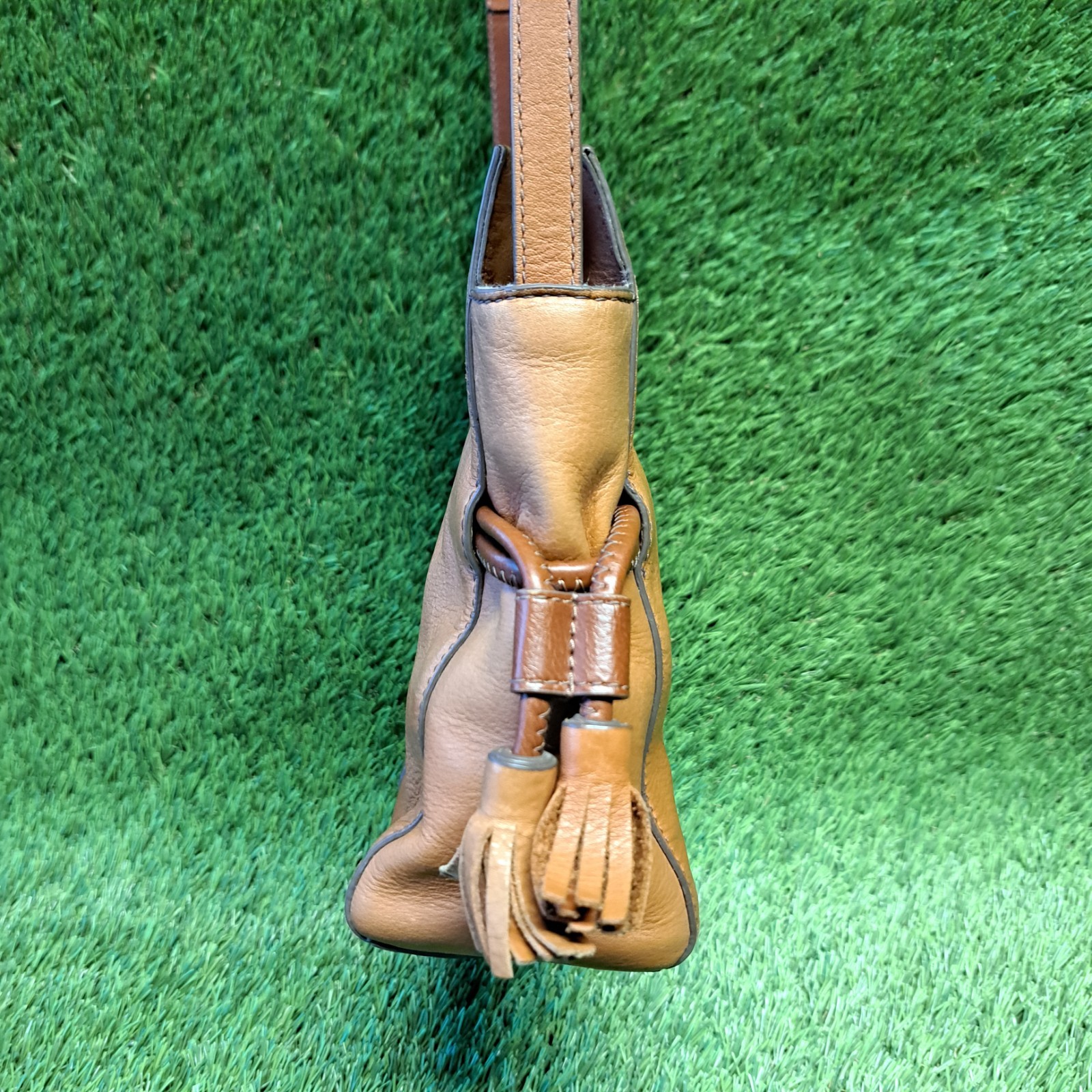 Fossil Rayna Drawstring Crossbody Brown Leather SHB2824210 Preowned