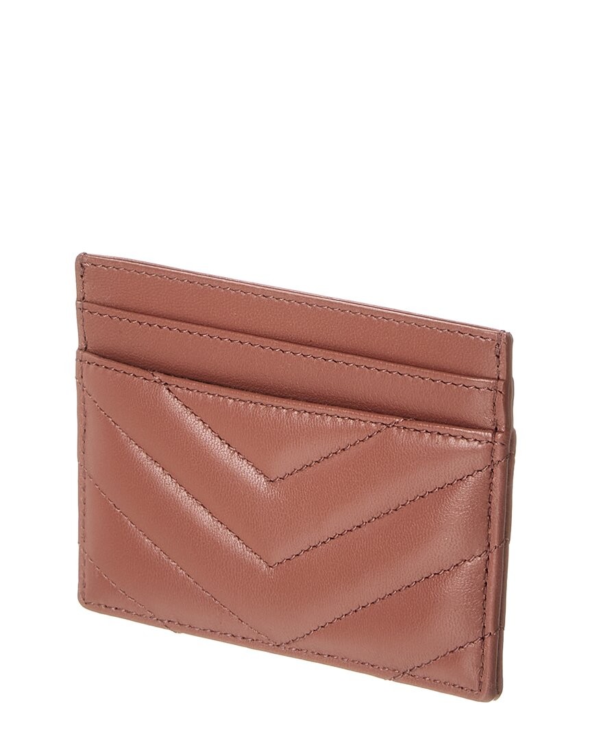 Saint Laurent Monogram Matelasse Leather Card Holder Women’s Pink
