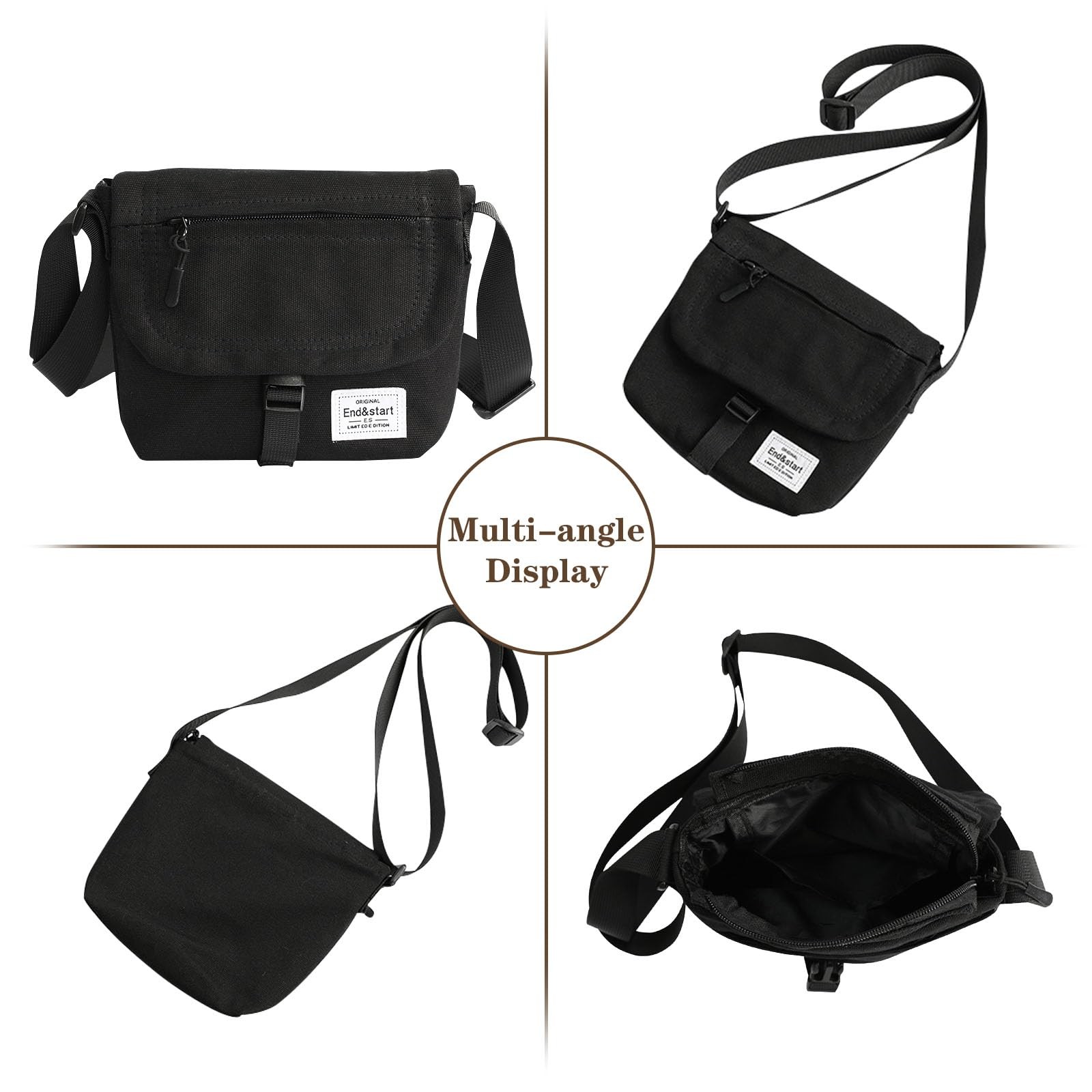 Lizbin Small Crossbody Bag for Men, Canvas Messenger Bag Shoulder bag, Mens C…