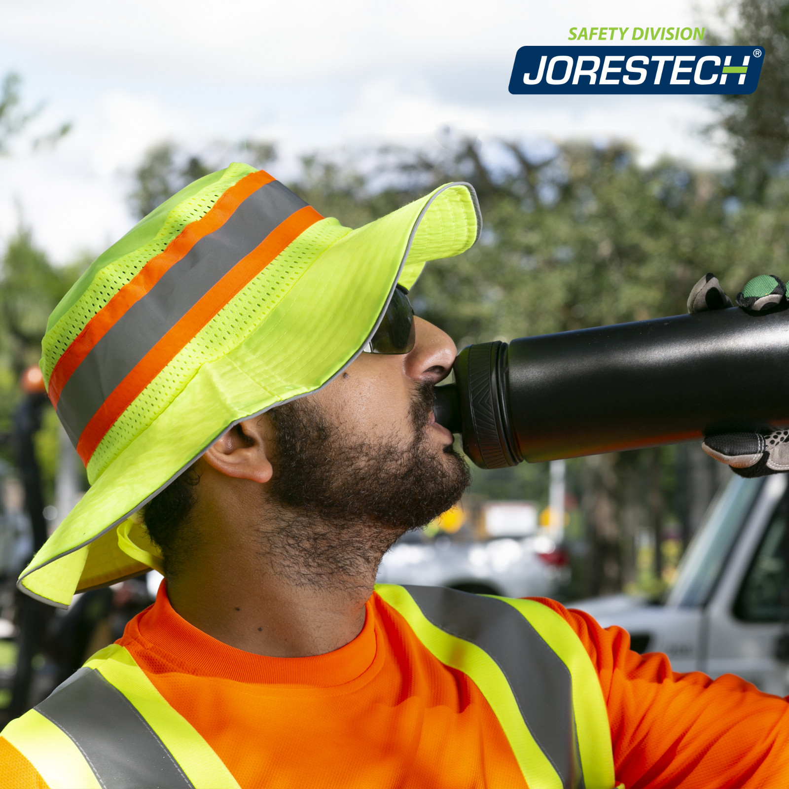 Orange lime Construction Hat Ventilated Reflective Safety Boonie Jorestech