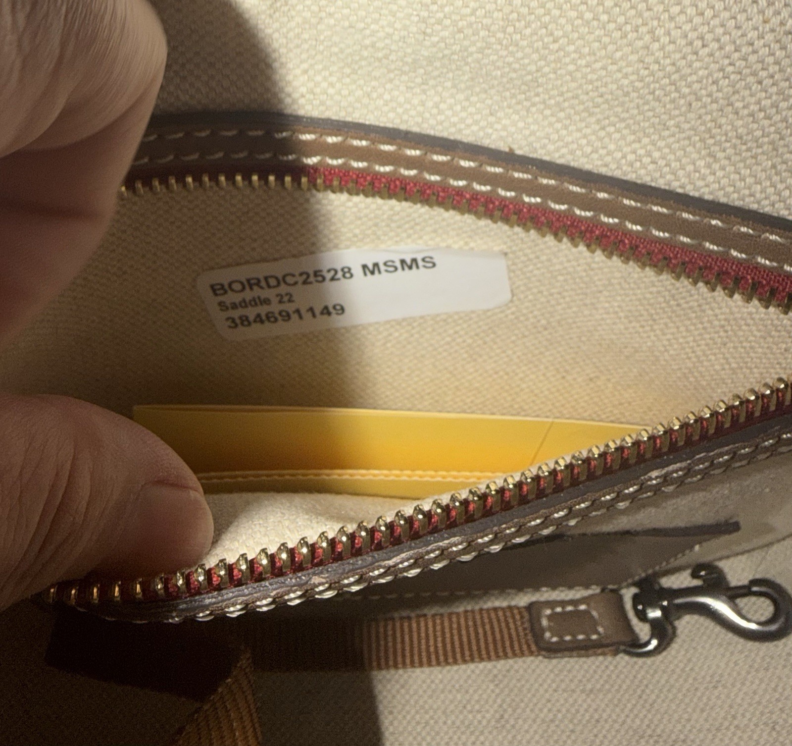 Dooney & Bourke Small Tan Crossbody Bag Turn Lock/Zip Lined Pockets Gold