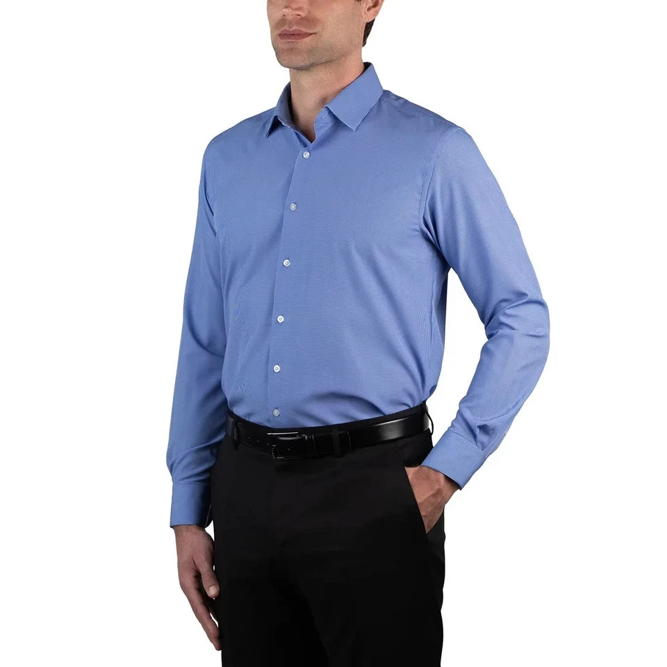 Nautica Men’s Performance Slim Fit Dress Shirt, Navy, XL (17-17.5, 32/33)