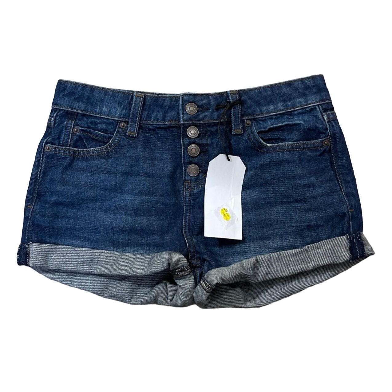 New No Boundaries Women’s Denim Shorts Rolled Cuff Button Fly Size 1 Juniors