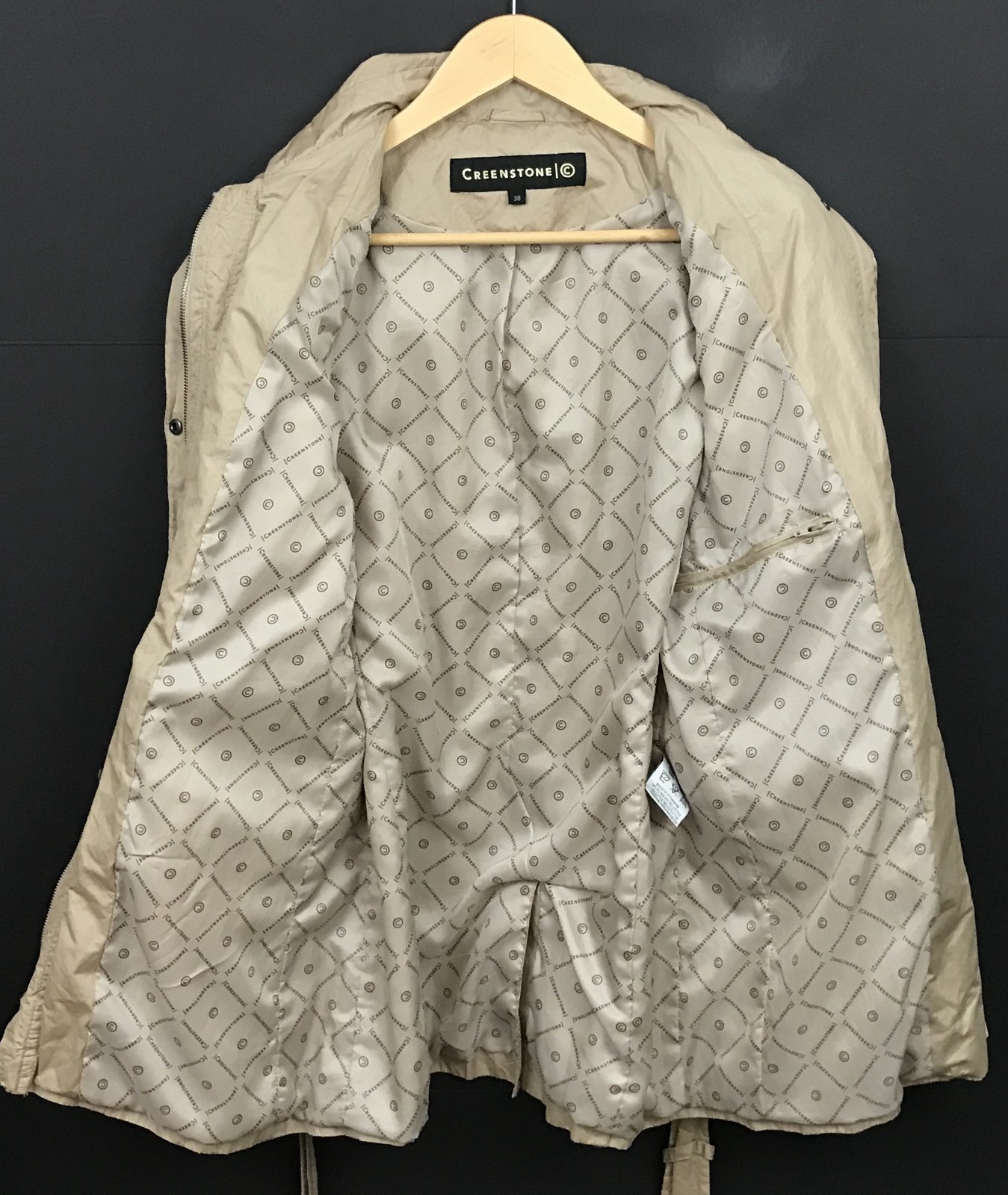 Creenstone Women’s Beige Belted Trench Coat Full-Zip Jacket US Size 6