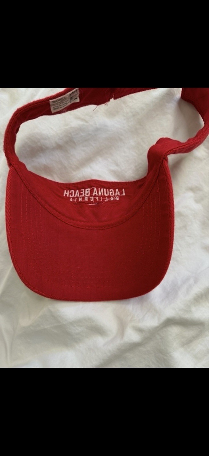 Retro Laguna Beach California Red Embroidered Visor Hat Adjustable One Size