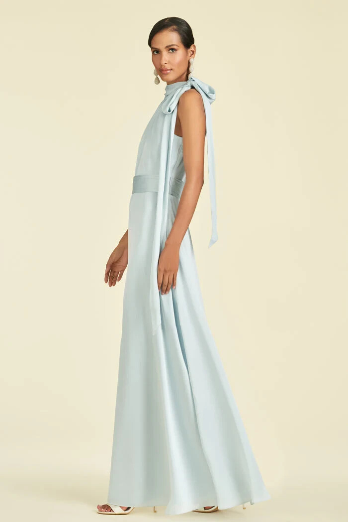 Sachin & Babi Ice Blue Kayla Halter Gown Size 10 $285