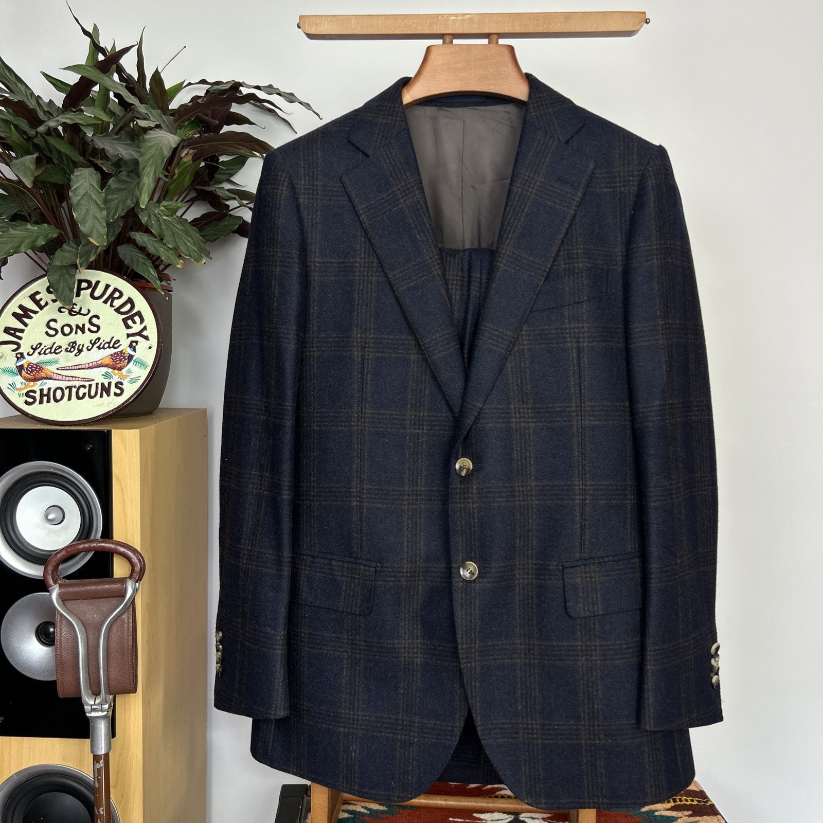 SUITSUPPLY (42R) Suit 2 Piece Suit Wool Tweed Check Vitale Barberis Canonico