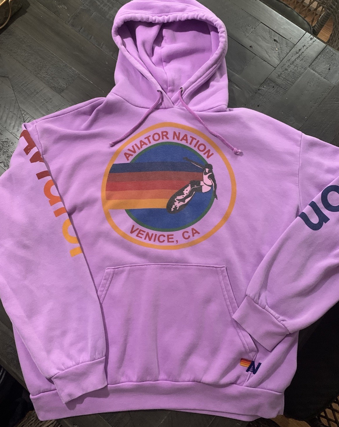 Aviator Nation Hoodie Sweatshirt Womens Large Purple Lilac Pullover The Hamptons