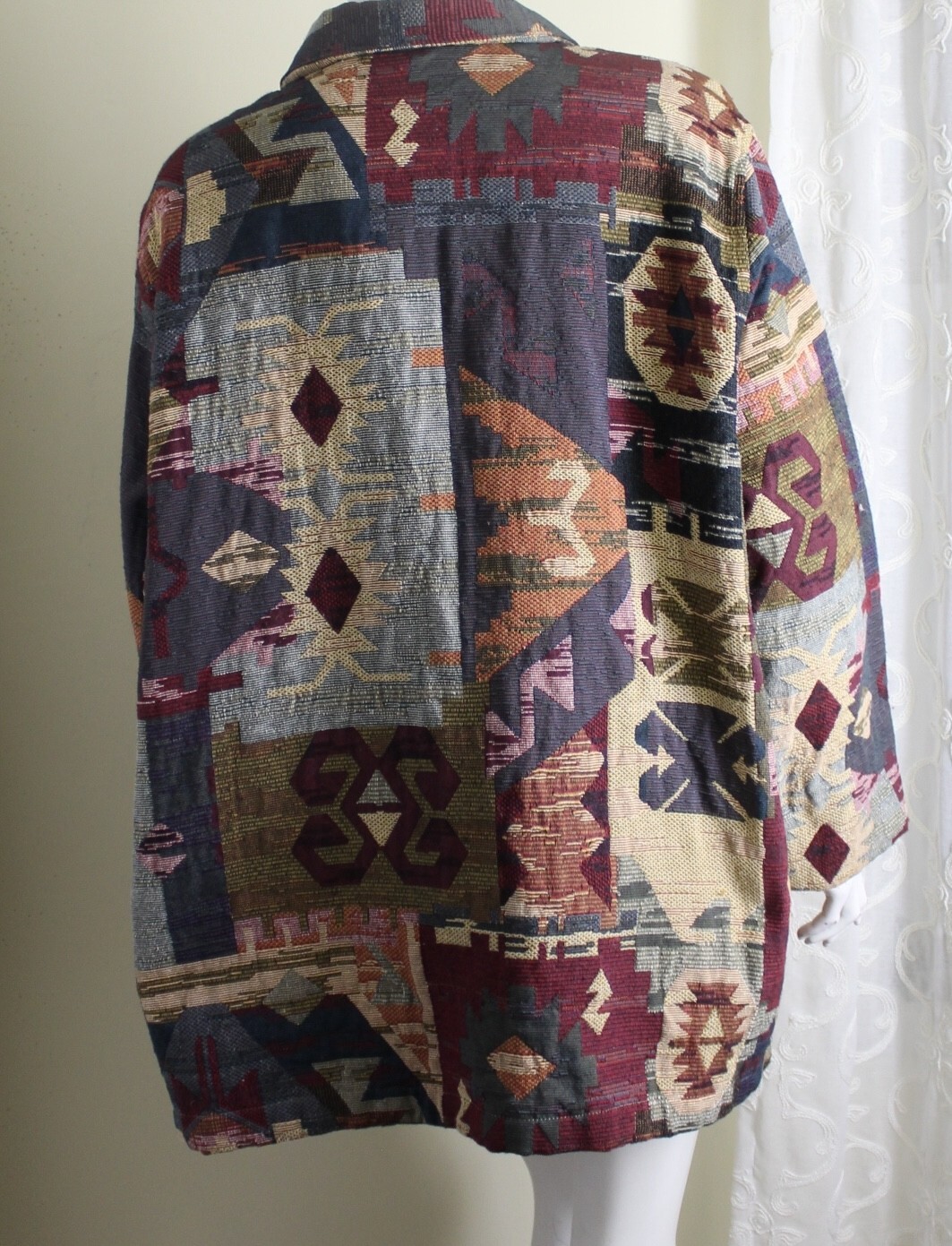 Coldwater Creek Sz 1X 2X 53″ Bust Western Southwest Indian Woven Jacket Coat