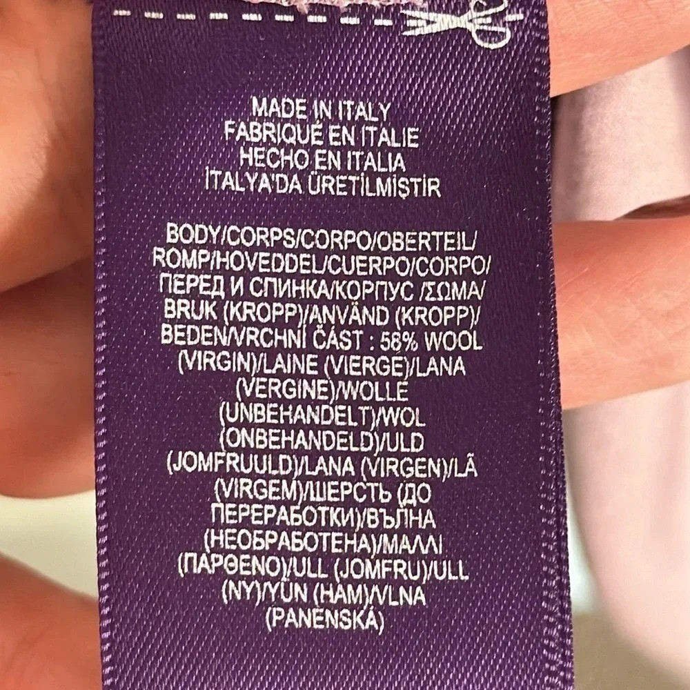 NWT Ralph Lauren Purple Label Made in Italy Lilac Midi Dress Wool/Silk Size 12