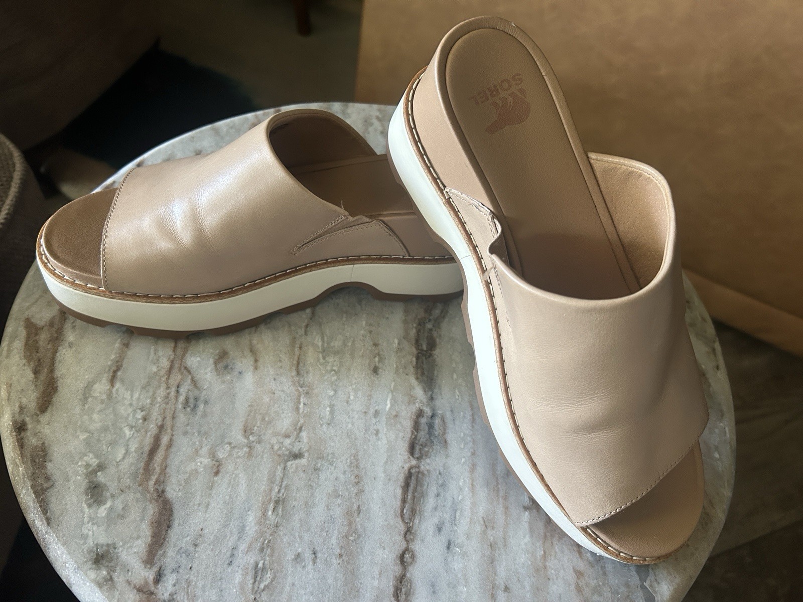 Sorel Joanie IV Slide Wedge Slide Platform Honest Beige/ Gum 2 Women’s 9.5