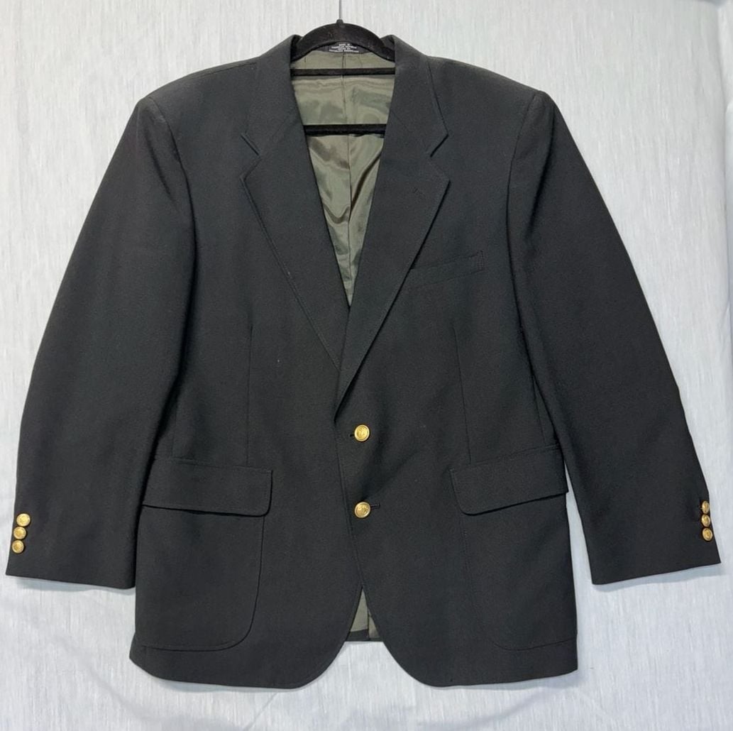 David Taylor Men’s Navy Blue Blazer Gold Button Sport Coat