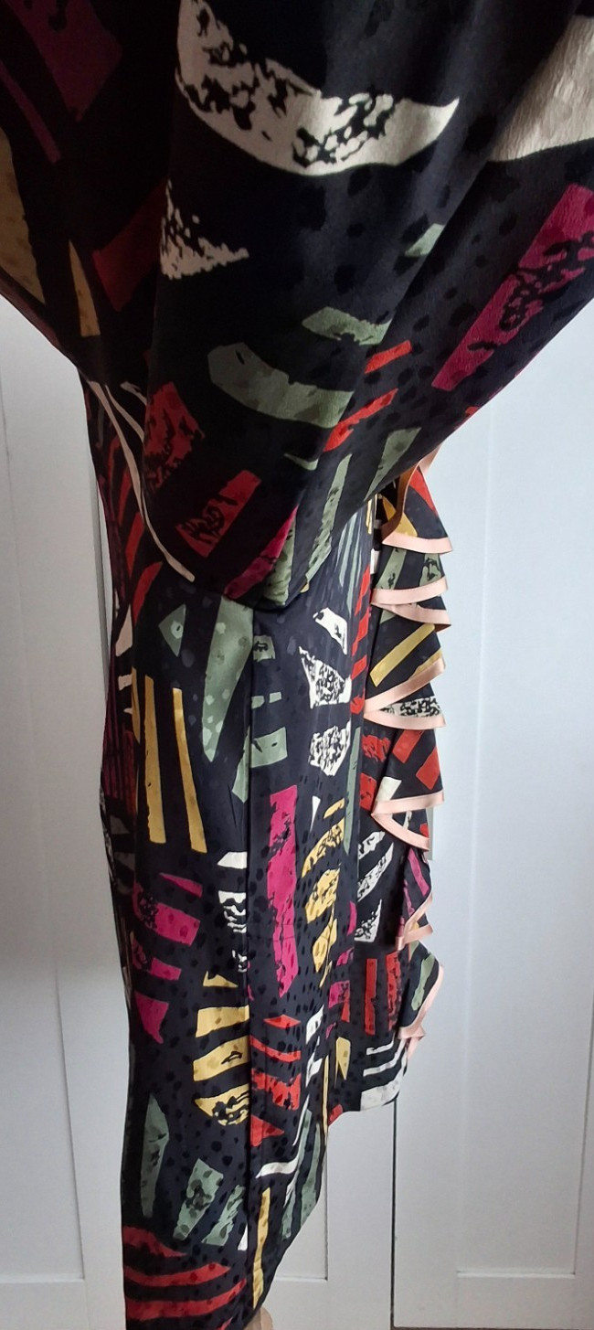 Vintage Designer John Bates London Jacket Ruffle Open Front Multicoloured Size L