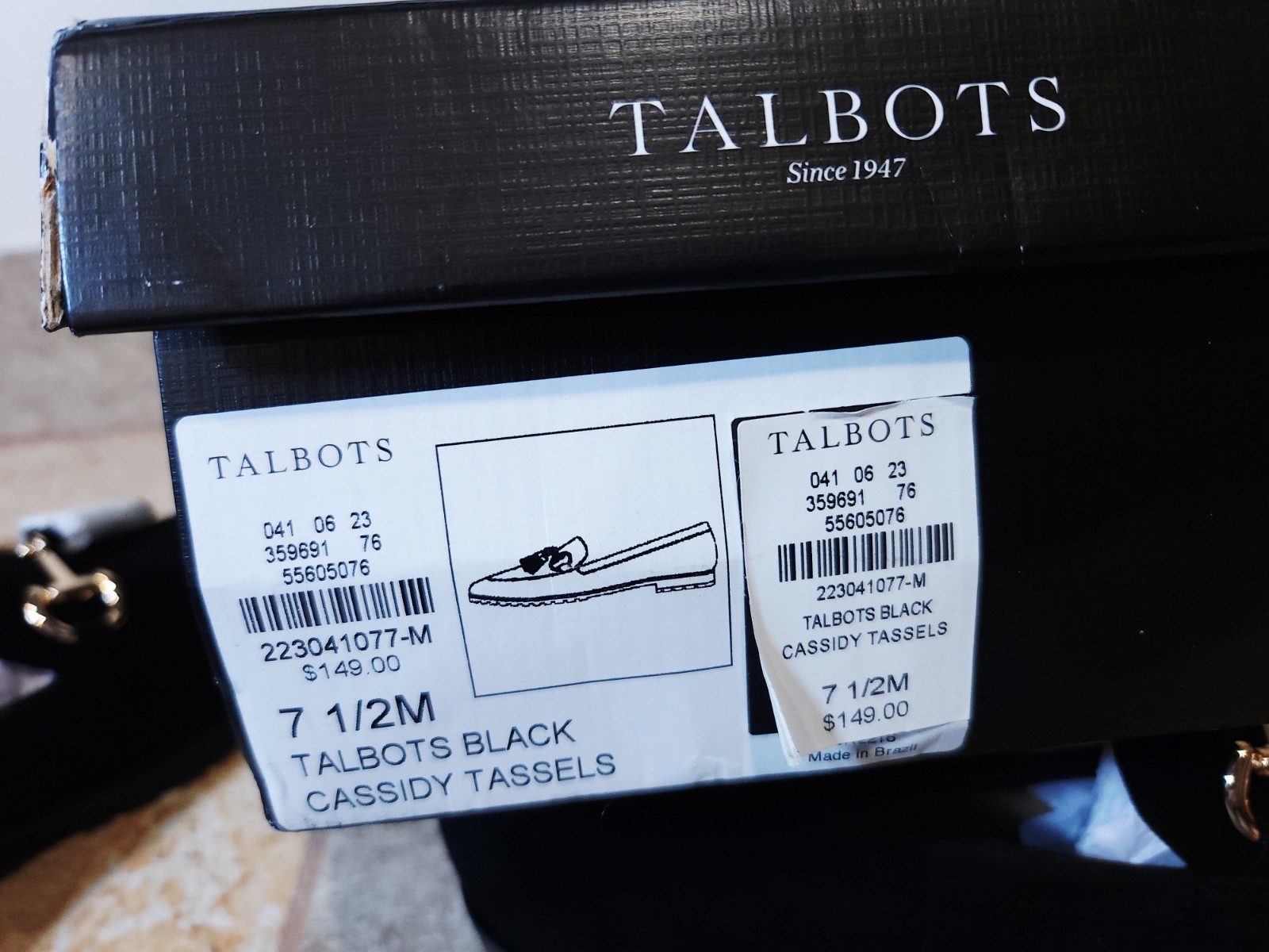 Talbots Cassidy Tassel Womens Loafers Slip-On Black Suede Lug Sole 7.5 M NIB NEW