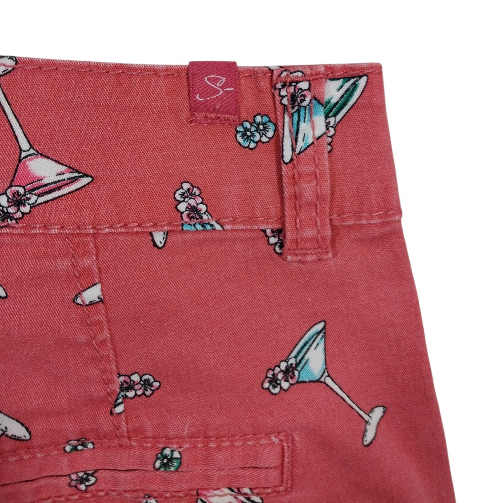 Supplies Shorts Womens 30 Size 8 Pink Martini Print Pockets Stretch Casual