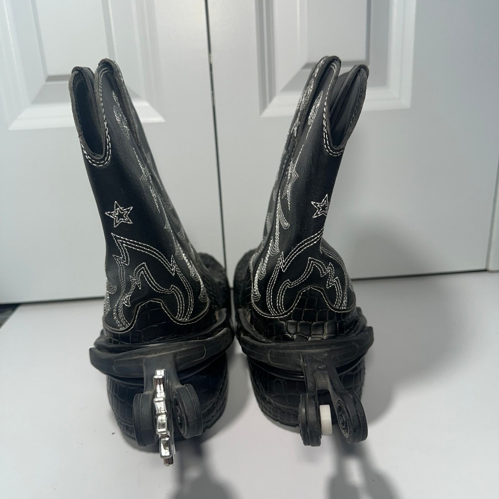 Crocs Classic Cowboy Boots Black Western Limited Edition M4 W6 Spurs Clogs