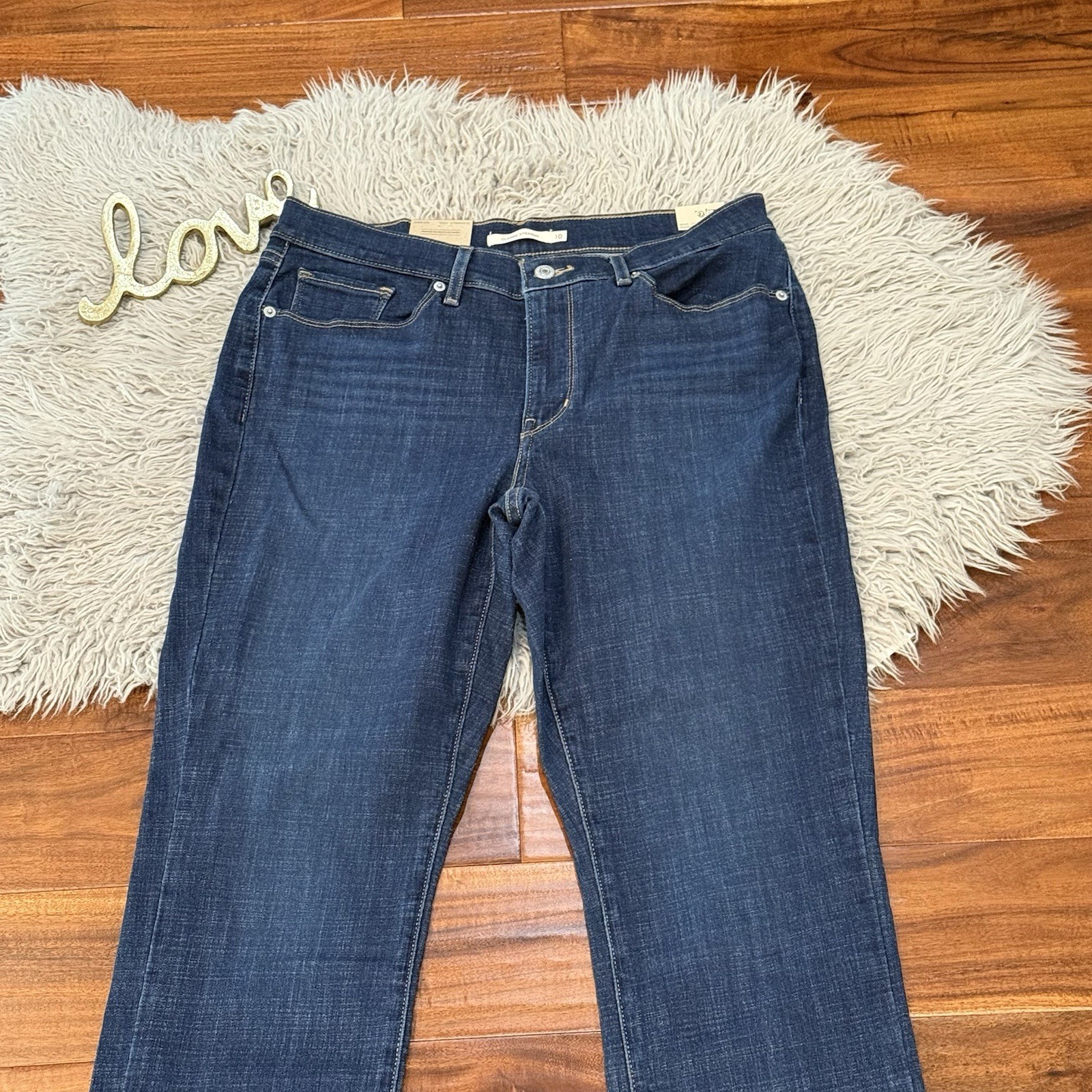 Levis Womens Classic Straight Leg Jeans 10 30 Lapis Dark Horse Medium Wash New