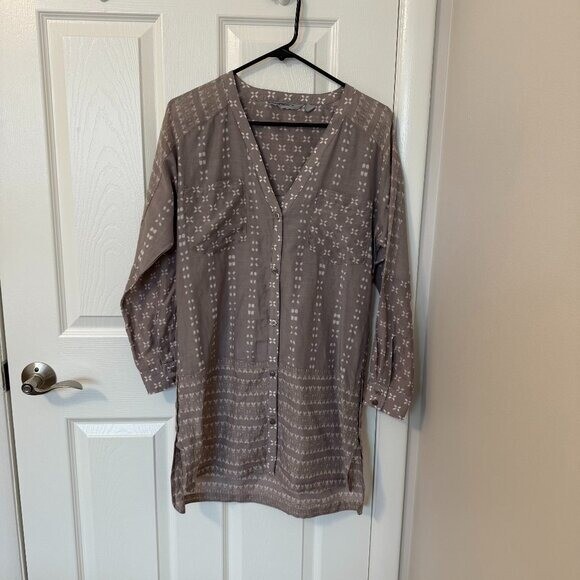 Athleta Ikat Kaftan Shirt Swimsuit Coverup Silk/Cotton Blend XS
